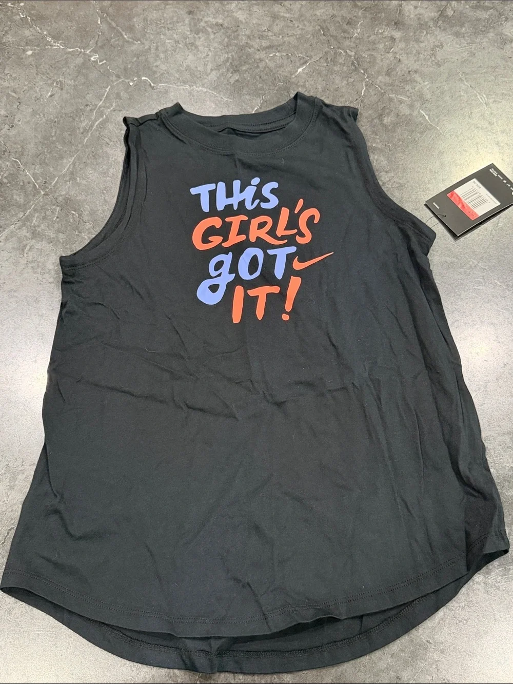 Nike Black Graphic Tank Top with Neon Slogan